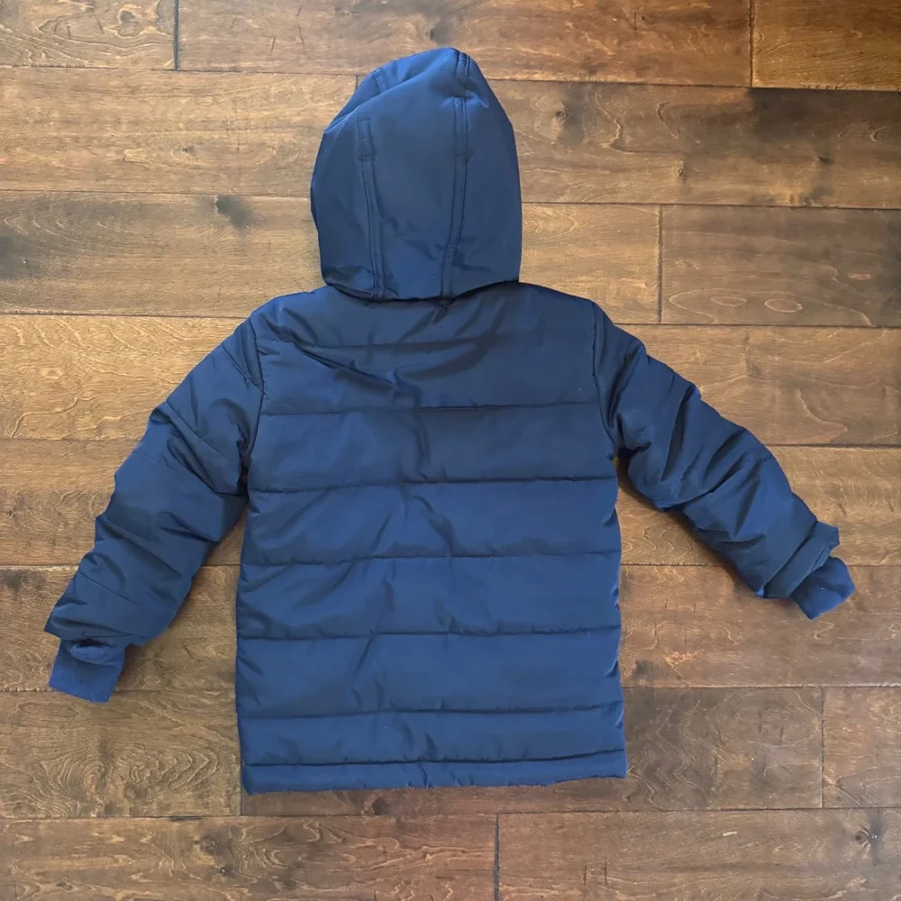 Cat & Jack Toddler Boys Heavyweight Puffer Jacket Navy Blue 5T Hooded Parka Coat
